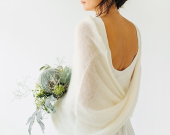 Hochzeits-Cape-Schal, Hochzeitswrap Mohair, Brautschals-Schal, Hochzeitsschal-Elfenbein, Brautschal-Cape, Frauenschal-Schal, Brautstrickstrick