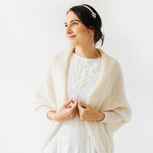 Off white alpaca silk cardigan, wedding white silk mohair jacket, bridal alpaca silk pullover, wedding accessories, soft alpaca bridal shrug