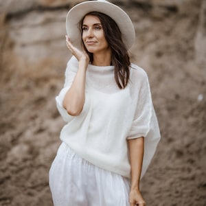 Wedding cape shawl, wedding wrap mohair, bridal scarves shawl, wedding cardigan,  bridal pullover, women white sweater, bridal knit shrugs