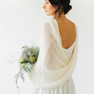 Hochzeits-Cape-Schal, Hochzeitswrap Mohair, Brautschals-Schal, Hochzeitsschal-Elfenbein, Brautschal-Cape, Frauenschal-Schal, Brautstrickstrick Bild 1