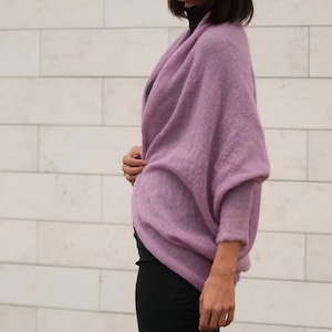 Rdesignstore, pink mohair sweater, medium pink cardigan, bridal cardigan, bridal sweater, mohair cardigan, knitted sweater, cocoon cardigan