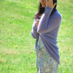 Suéter lavanda, cárdigan de mohair, suéter de mohair, suéter de punto, cárdigan de novia, suéter de novia, capa de mohair, cárdigan boho, suéter