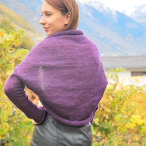 Dark purple mohair silk bolero, bridesmaids mohair silk bolero, wedding sweater, bridal cover up, knitted wool bolero, purple wedding shrugs