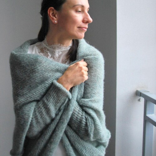 Sage Green Alpaca Silk Cardigan Wedding 