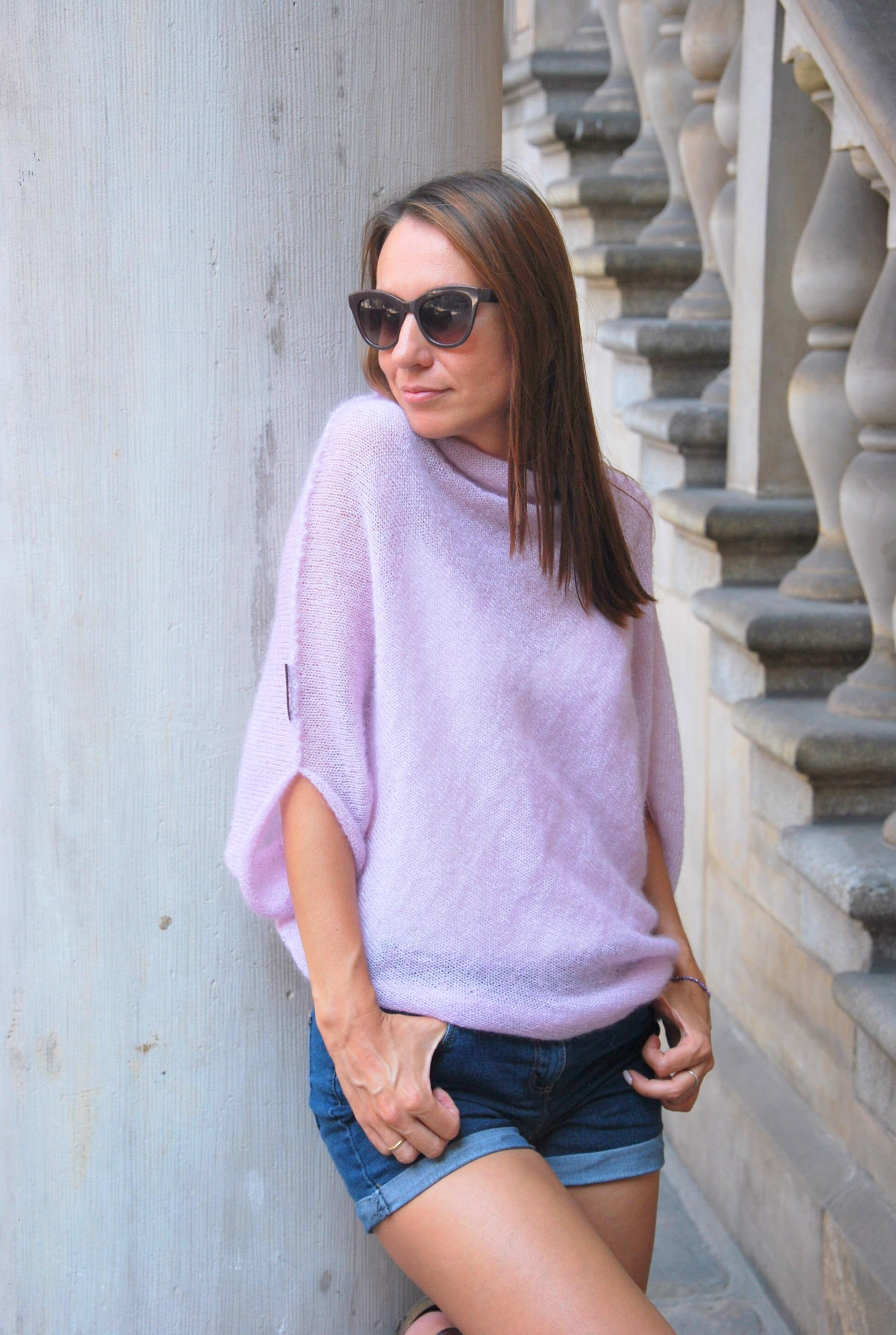 Light Pink Knit Woolen Long Sleeve Pullover Sweater