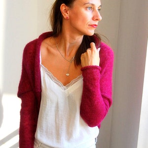 Dark rose bolero, bridal jackets, knit mohair coats, bolero shrug, knit bolero, bridal sweater, wedding pullover, wedding rose sweater