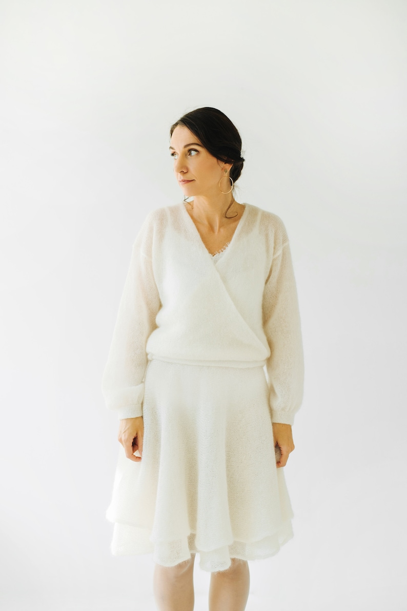 Weißer Mohair Seidenpullover, weicher Braut Mohair Pullover, Hochzeit weißer Mohair Seidenpullover, Hochzeitsaccessoires, warme Kleidung für Hochzeiten Bild 6