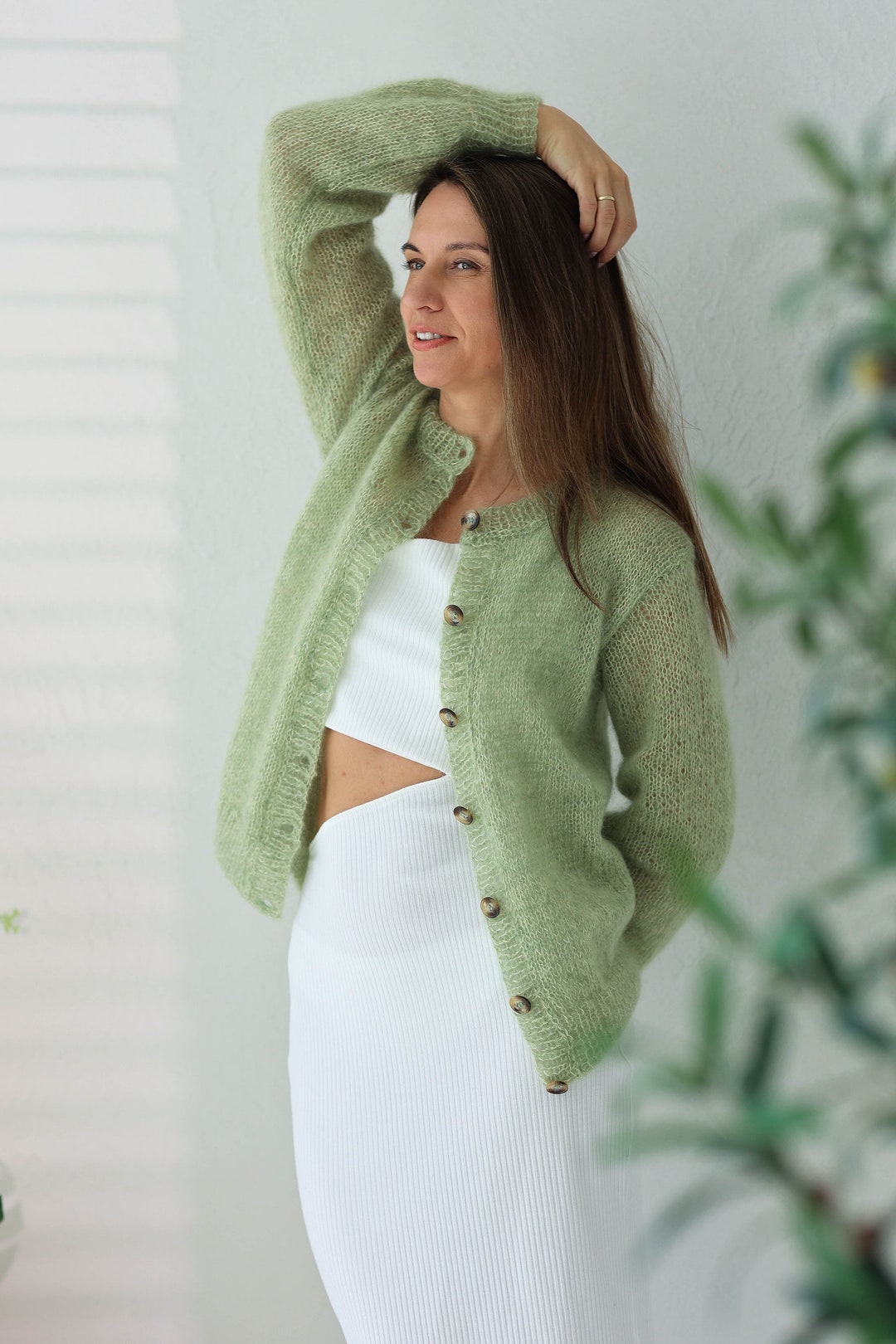 Twisted Erik Fog Grey Silk Mohair Cardigan 1