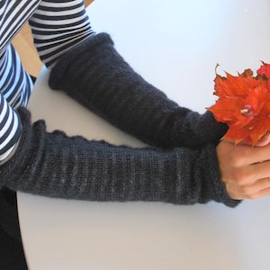 Long Mohair Fingerless Gloves: Knit Arm Warmers