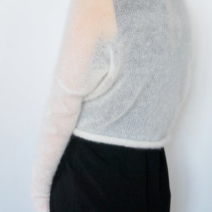 Bolero Shrug, Bolero, Mohair Bolero, Hochzeitspullover, Brautpullover, Brautpullover, Strickbolero, weißer Hochzeitsbolero, weiße Shrugs Bild 6