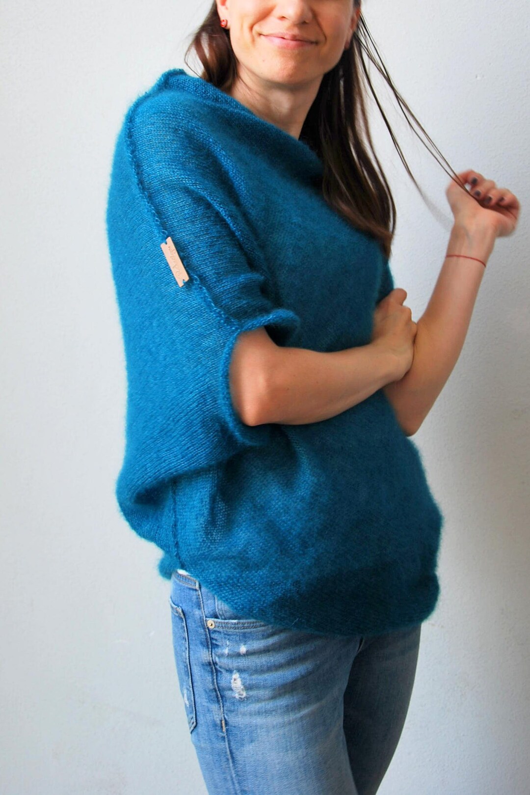 Mohair Cardigan, Mohair Sweater, Green Sweater, Knit Sweater, Petrol Cardigan, Green Cardigan ...