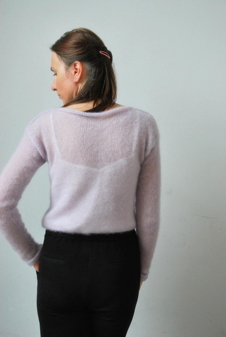 Pearl gray sweater, mohair sweater, pearl gray jumper, wedding sweater, bridal sweater, knit sweater, gray pullover, bridal shrugs, pullover image 5