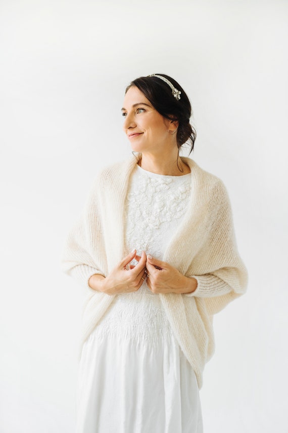 Mart rustfri Peep Off White Alpaca Silk Cardigan Wedding White Silk Mohair - Etsy