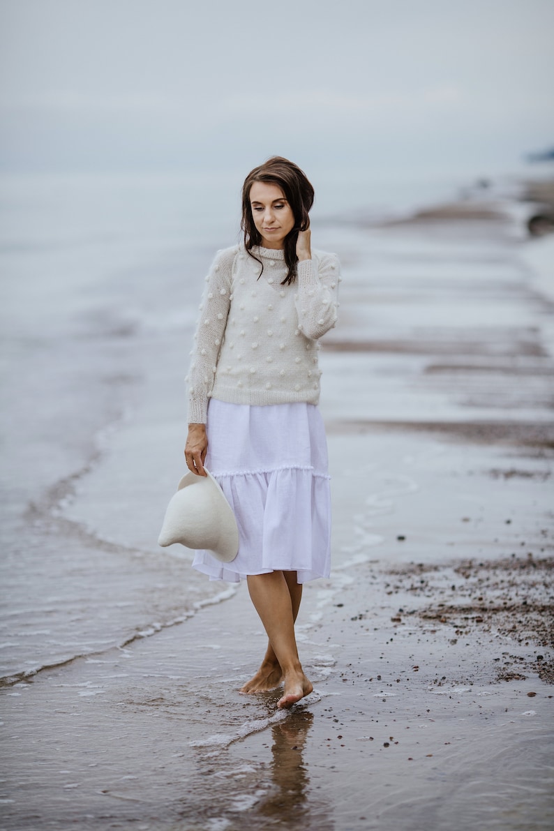 White sweater, bubble sweater, mohair sweater, white jumper, wedding sweater, bridal sweater, knit sweater, white pullover, bridal pullover image 7