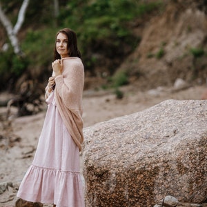 Rosa Sand Alpaka Seide Strickjacke, Hochzeit Rosa Seide Mohair Jacke, Braut Alpaka Seide Pullover, Hochzeit Accessoires, weicher Alpaka Braut Shrug Bild 6