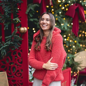 Christmas present mom Christmas gift for sister  Luxury Alpaca Lavender Cardigan Handmade Knitwear Fashion Fluffy Hoodie Sweater Jumper Soft