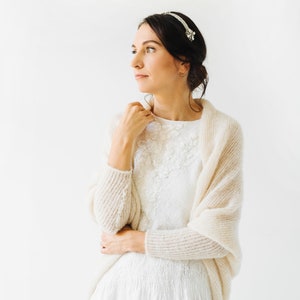 Off White Alpaca Silk Cardigan, Wedding White Silk Mohair Jacket ...