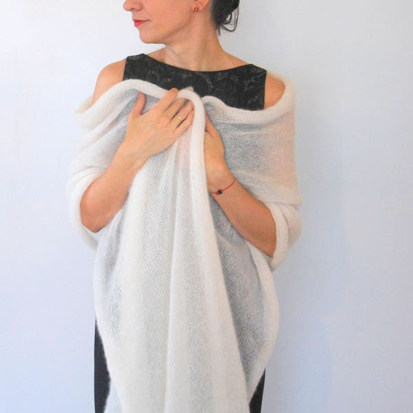 Wedding cape shawl, wedding wrap mohair, bridal scarves shawl, wedding shawl ivory, bridal shawl cape, women scarf shawl, bridal shawl knit