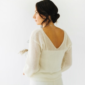 Mohair Bröllopströja: Vit Stickad Brudaxelband