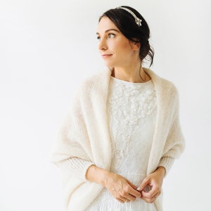 Off White Alpaca Silk Cardigan, Wedding White Silk Mohair Jacket ...