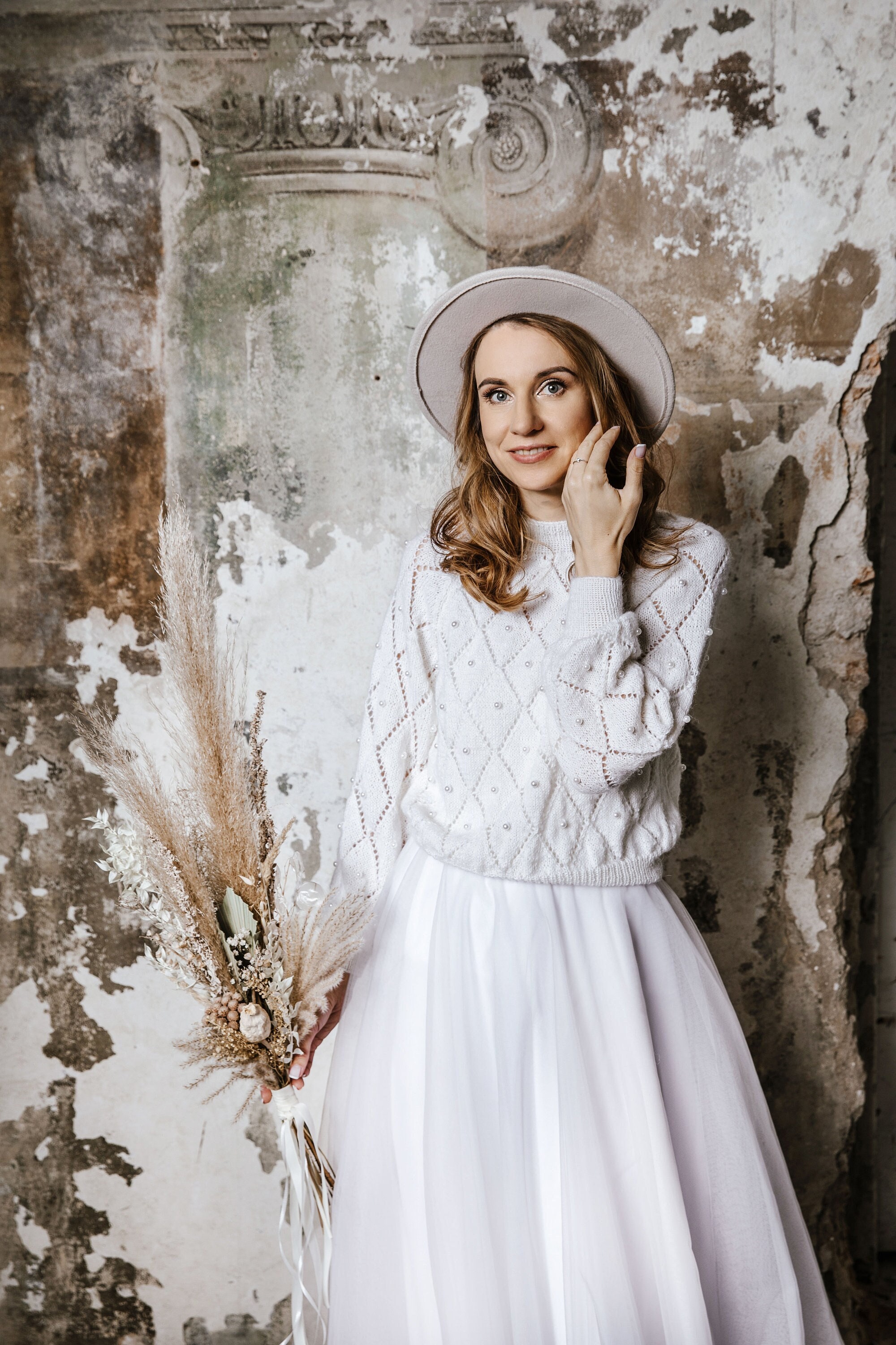 White Warm Alpaca Sweater With Pearl Beads White Soft - Etsy Israel