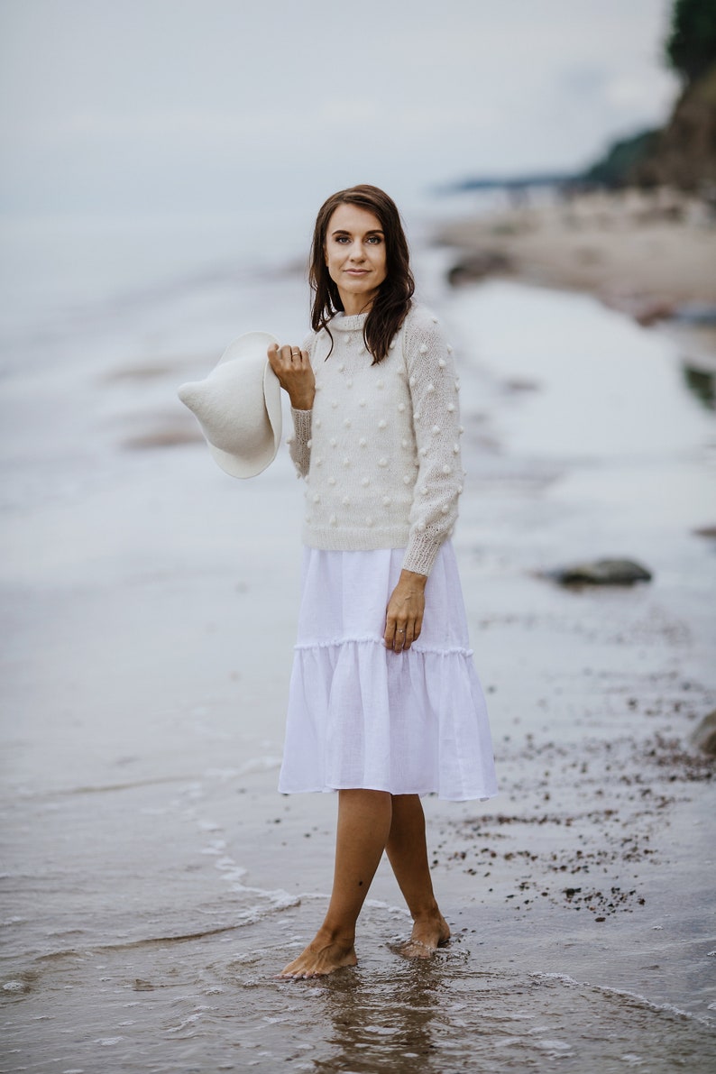 White sweater, bubble sweater, mohair sweater, white jumper, wedding sweater, bridal sweater, knit sweater, white pullover, bridal pullover image 6