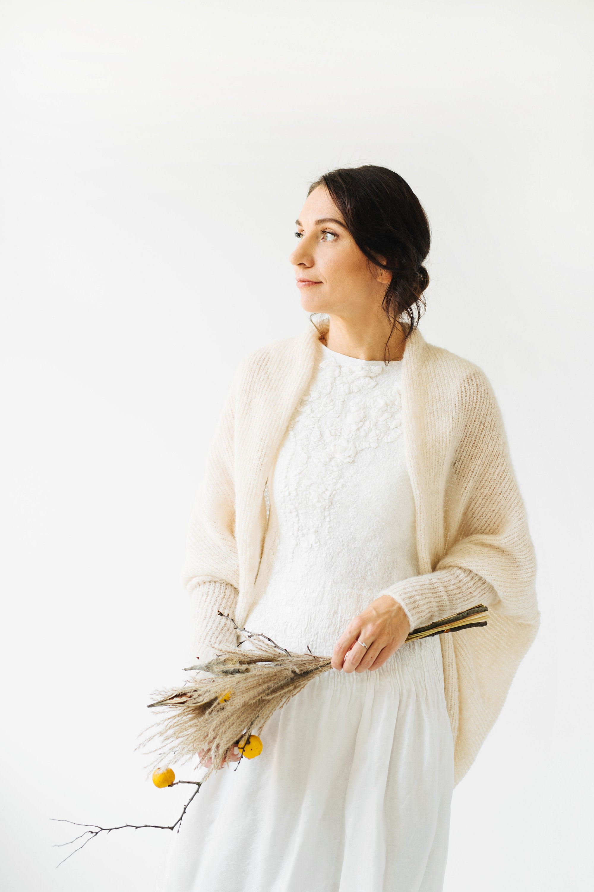 Off White Alpaca Silk Cardigan Wedding 