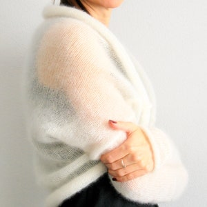 Bolero Shrug, Bolero, Mohair Bolero, Hochzeitspullover, Brautpullover, Brautpullover, Strickbolero, weißer Hochzeitsbolero, weiße Shrugs Bild 3