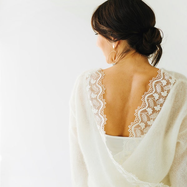 White mohair silk pullover, bridal soft mohair sweater, wedding white mohair silk pullover, wedding accessories, wedding women warm clothing