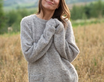 Gift Alpaca Sweater: Pocketed Stylish Jumper, Cozy Pockets Warm and Soft Pullover. Style Practicality Sustainability Comfort and Fashion