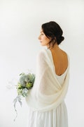 Ivory Mohair Wedding Shawl: Bridal Cape Knit Scarf