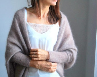 RDesignStore Mohair Cardigan, Bridal Cardigan, Wedding Sweater, Mohair Sweater, Beige Cardigan, Beige Sweater, Knit Sweater, Soft Cardigan, Mohair Cape