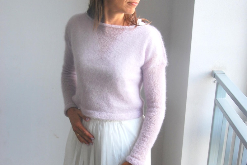 Mohair Pullover, Brautpullover, Braut Pullover, perlgrauer Pullover, Brautstrickjacke, Brautstrickjacke, Brautstrickjacke Bild 5