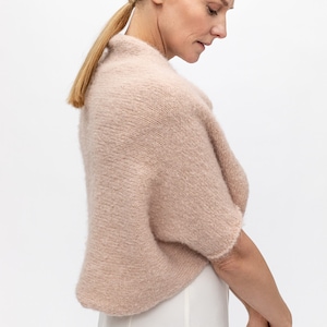 Rosewater alpaca wool bolero, bridal rosewater bolero shrug, knit alpaca wool bolero, bridal cover up, rose wedding  bolero, rose  shrugs