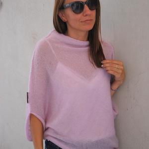 Bridal mohair light pink sweater, mohair silk soft pullover, wedding light pink mohair silk cardigan, rdesignstore mohair silk sweater