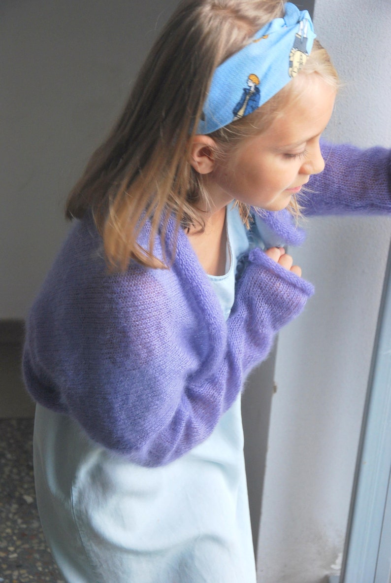 Lace Shrug for Little Girls in Lavender Drops Kid Silk Mohair Etsy UK
