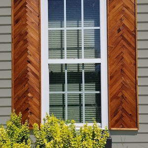 Herringbone Shutters - Chevron Shutters - Modern Farmhouse Shutters - Modern Shutters - Cedar Shutters - Exterior Curb Appeal Shutters