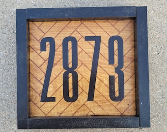 Placa de dirección moderna - Letrero con número de casa - Atractivo exterior moderno - Visualización de número de dirección - Letrero de dirección - Placa con número de dirección