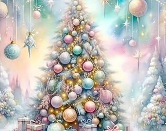 5D Diamond Art Kit | Pastel Winter Wonderland Christmas Tree | Two Sizes Available | Frameless