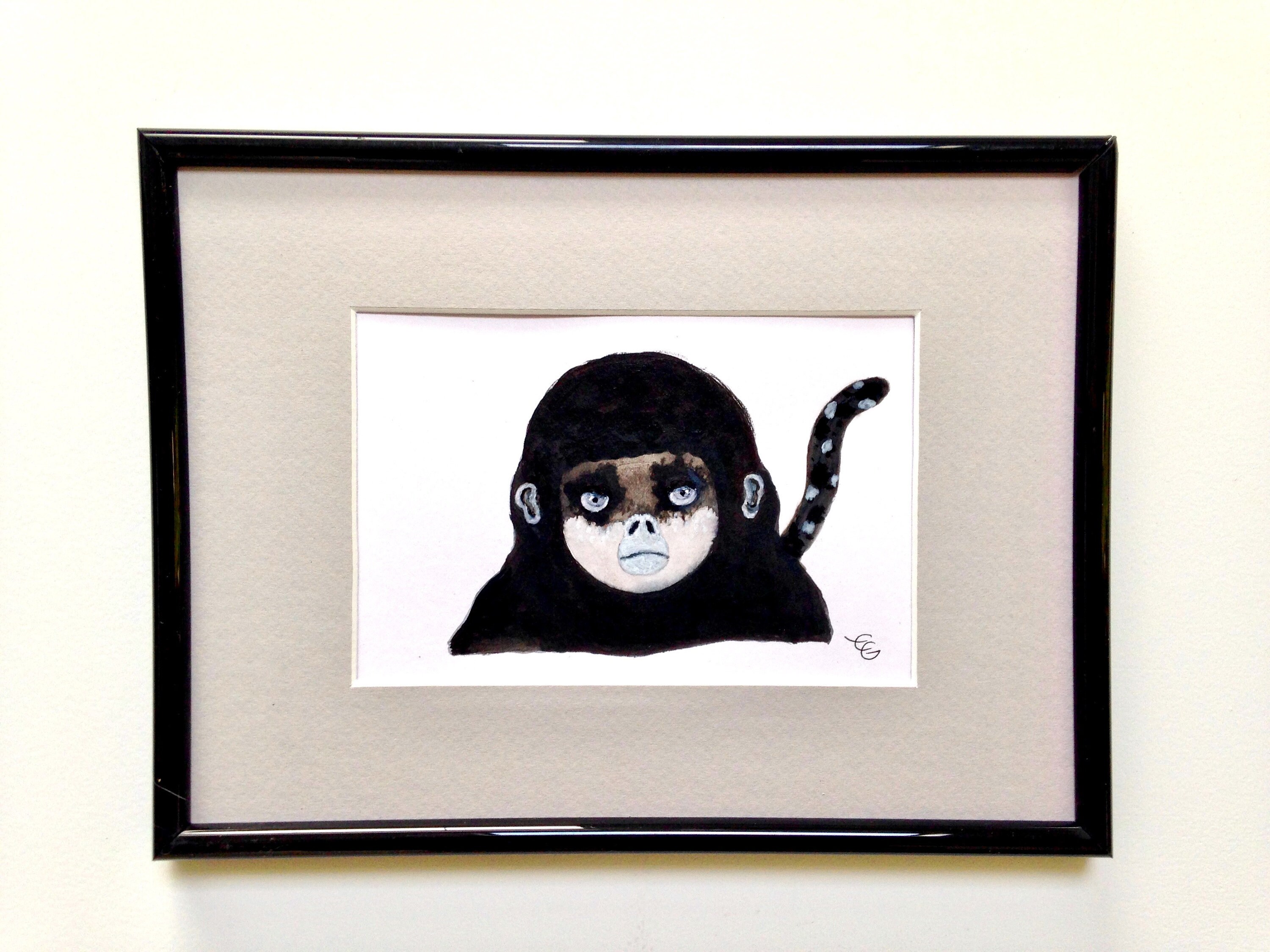 Tableau Peinture Encre de Chine Du Portrait d'une Chimère, La Femme Singe