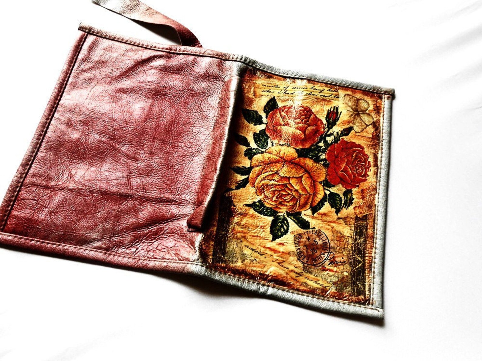 Decoupage Art Book Diary Cover Genuine Leather Vintage Dark Etsy