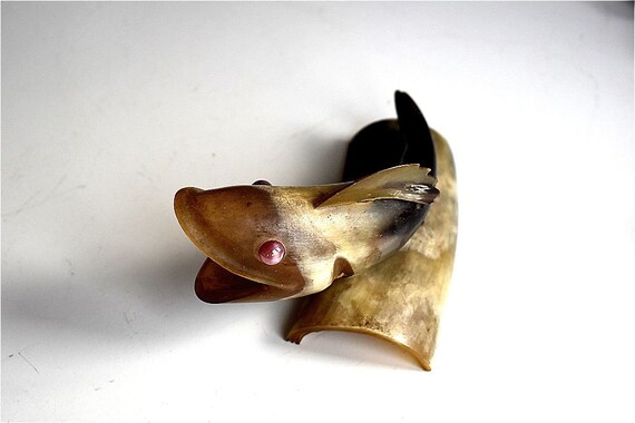 ヴィンテージ ロシア ソビエト 魚 牛 角 像 置物 動物 ミッド