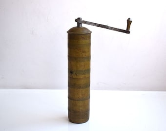 Molinillo de café turco Vintage de 7 ", molinillo de pimienta Manual mecánico de latón, cocina, granja, MCM, utensilios de Metal para Bar, cerámica