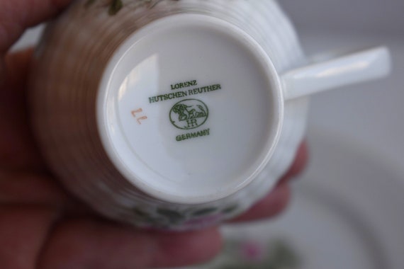 Vintage Lorenz Hutschenreuther Rose Porcelain Tea Coffee Cup Dessert Plate MCM Mid Century Modern Pottery Germany European Kitchenware