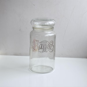 Vintage Clear Glass Coffee Lidded Jar MCM Germany Preserve Pot Storage Pottery Kitchen Rustic Decor Cottage Core