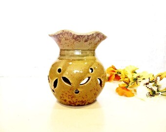 Essential Oil Diffuser Ceramic Oil Burner Hot Porcelain Ocher Yellow Green Art Room Fragrance Feng Shui Aromatherapy Diffuser Candle Warmer