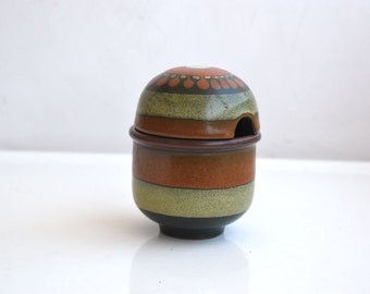 Vintage Stoneware Lidded Sugar Bowl Honey Jar Preserve Pot Terra Cotta Ceramic Earthenware Art Deco Storage Pottery Kitchen Cottage Core