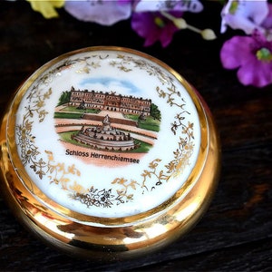 Jewelry Trinket Box West German 1950 Haberstein Bavaria Art Deco Gold Porcelain Ceramic Decoration Art Decor Vintage Pottery Jewellery
