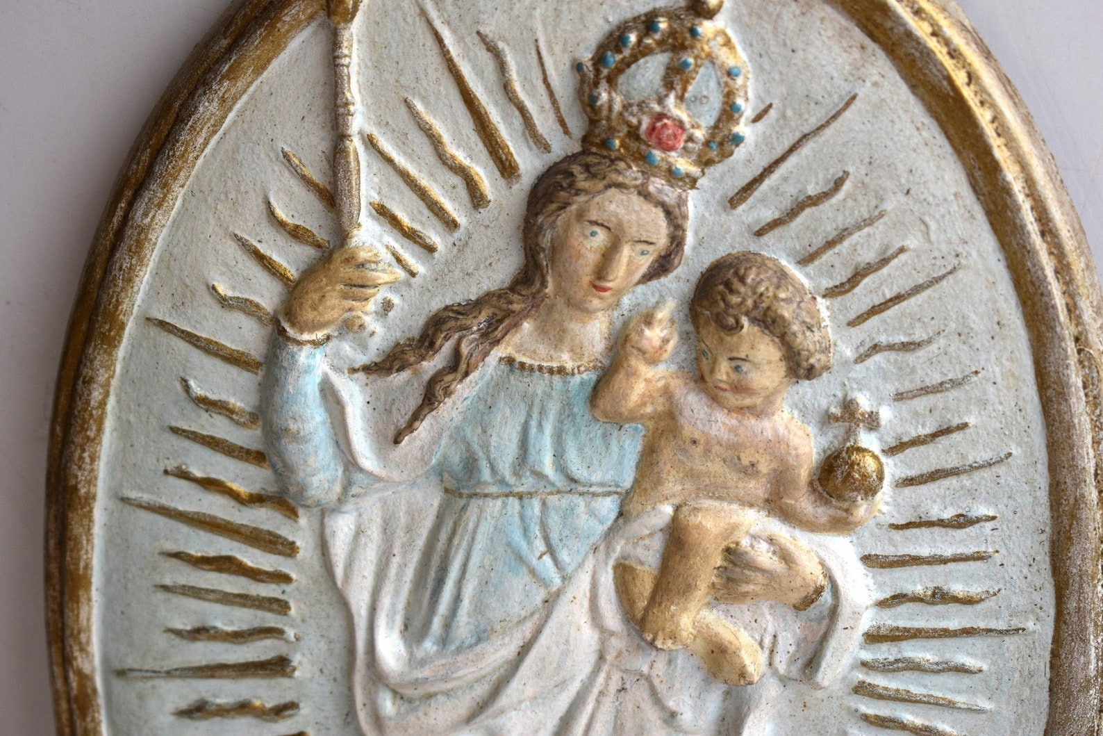 Vintage Virgin Mary Jesus Wall Hanging Ceramic Porcelain - Etsy