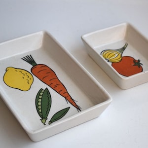 Vintage Set of 2 Torgau Ceramic Serving Tray Plate Art Deco Studio Art Pottery Mid Century Modern Germany Kitchen Cuisine Home Decor